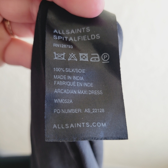 Allsaints Arcadian Black Maxi Dress Beaded Embellished Silk - Picture 15 of 15